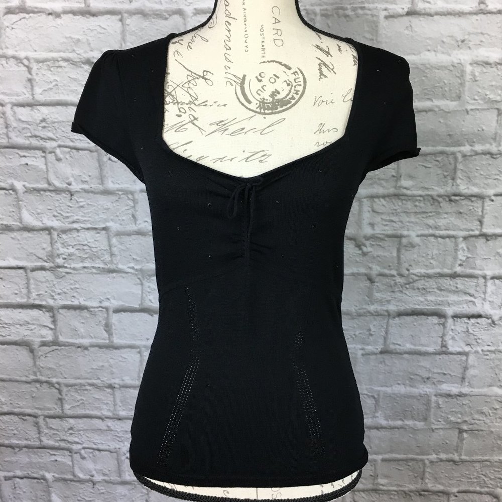 The Limited Black Knit Top with Rhinestones Size M